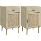 HOMCOM Tall Nightstands with Storage for Bedroom - Oak - Set of 2-Two-piece set offers your room symmetry and clean style