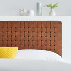 Modway Sparta Weave Vegan Leather Full Headboard with - Walnut Brown-Standing Design