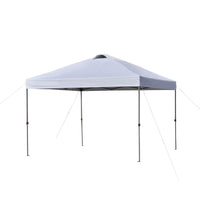 Outsunny 10 ft W x 10 ft L Pop Up Canopy Tent with Airy Top Vent and Bag - White-10'x10' pop-up tent canopy comfortably fits a group