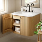 Modway Zia 24" Wall-Mount Bathroom Vanity with Marble Sink - Natural-Soft-Close Hinges