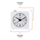 Marathon Watch Mini Non-Ticking Analog Alarm Clock with Auto Back Light and Snooze Function - White-Alarm with snooze: Easy to set alarm function with conveniently placed ON/OFF and SNOOZE buttons.