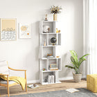 HOMCOM 5-Tier Geometric Bookshelf for Home Office - White-Easy assembly is required with necessary hardware included