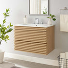 Modway Render 30" Wall-Mount Bathroom Vanity - Oak/White-Walnut Grain Vanity