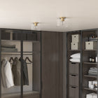 Hudson&Canal Henri 10" Wide Flush Mount with Glass Shade - Brass/Clear-Paired with a clear drum glass shade