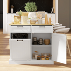 HOMCOM 10 Gallon Beadboard Tilt Out Garbage Sideboard Buffet Cabinet with Drawers - White-Spacious top great for efficient food preparation and serving