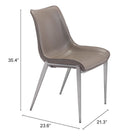 Zuo Magnus Dining Chair - Brown/Silver - Set of 2-3 year limited warranty