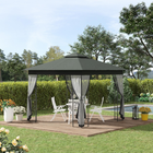 Outsunny 10 ft W x 10 ft L Patio Gazebo - Outdoor Gazebo Canopy - Grey-Polyester cover is waterproof and is UV protected to provide a full range of protection