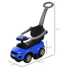 Aosom 2-in-1 Kids Ride-On Push Car - Blue-With horn, music, and light buttons on the steering wheel for added fun(the battery are not included) 