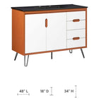 Modway Energize 48" Bathroom Vanity - Cherry/White/Black-Metal Hairpin Legs