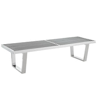 Modway Sauna 5' Stainless Steel Bench - Silver-Polished Stainless Steel