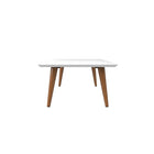 Manhattan Comfort Utopia 11.81" Rectangle Coffee Table, White Gloss and Maple Cream (89452)-Fashionable Splayed Legs made from Solid Wood for Extra Durability.