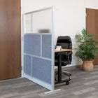 Luxor Modular Wall - 53" W x 70" H - Segmented Grey Frame, Frosted Acrylic, Cool Grey PET-Integrates with the Room Divider System for scalable layouts