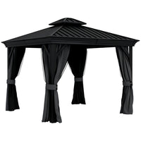 Outsunny Outdoor Canopy Hardtop Gazebo - 10' x 12' - Dark Grey-Heavy-duty gazebo for patio, backyard, garden, park, and more 