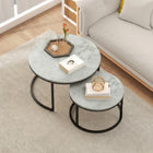 HOMCOM 31" Round Nesting Coffee Table - Grey - 2 Pack-Quality MDF board and steel frame for high stability and long durability