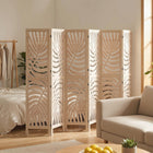 HOMCOM 6 Panel Palm Leaf Design Freestanding Room Divider for Home Office Bedroom - Natural Wood Finish-Six panel design creates personal space or divides rooms 
