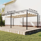 Outsunny Pergola with Retractable Canopy for Patio - 19' x 10' - Cream-The canopy slides effortlessly on round rails for easy shade control 