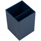 JAM Paper Plastic Pen Holder - Navy Blue-Size: 2 3/4" x 2 3/4” x 3 7/8" | Features two compartments for easy access and extra organization.