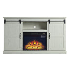 Manhattan Comfort Myrtle 60" Modern Fireplace - Black and Cream Oak - Set of 2-Traditional Barn-Like Electric Fireplace for Indoor Living Room Usage