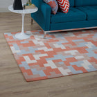 Modway Andela Interlocking Block Mosaic Area Rug - 5 ft W x 8 ft L - Multicolored Coral/Light Blue-Protect Floors From Traffic/Furniture