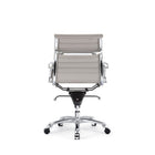 Plata Import Antoni Office Chair Leather Upholstery Low Back Adjustable Height Metal Frame - Grey-Seat 20" W x 18 " D; Back 19.75-17.5" H