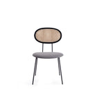 Manhattan Comfort Jardin 19.09" Industry Chic Upholstered Dining Chair - Black and Grey - Set of 4-Seat Upholstered in Woven Polycotton Filled with High Density Foam