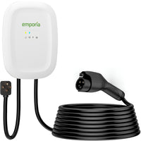 Emporia Classic Level 2 40A EV Charger with 24' Cable - J1772 - NEMA 14-50 Plug - White-Ul and energy star certified level 2 ev charger with a default charge rate of 40A, wifi internet connection required to adjust charge rate and supports integration with emporia vue smart home energy monitor to optimize charging during peak demand or when excess solar energy is available