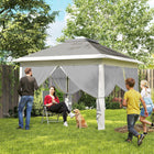 Outsunny 11 ft W x 11 ft L Pop-Up Gazebo with Double Roof Carrying Bag - Dark Grey-The double roof is vented to prevent stuffiness, while the guy ropes ensure stability in windy conditions