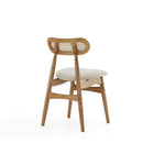 Manhattan Comfort Colbert 17.52" Industry Chic Upholstered Dining Chair - Nature and Oatmeal - Set of 2-Unique Rectangular Oval Backrest Made of Cane