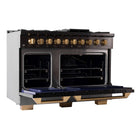 Kucht 48" KED Series Pro Style Propane Ready Dual Fuel Range - Gemstone-High-quality gold control knobs