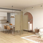 HOMCOM 3 Panel Wave Fiber Freestanding Room Divider for Home Office - Natural-Lightweight and easy to move around
