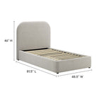 Modway Keynote Upholstered Fabric Curved Twin Platform Bed - Heathered Weave Light Grey-Woven Heathered Fabric Upholstery