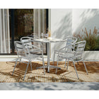 Flash Furniture 27.5" Square Aluminum Indoor-Outdoor Table Set with 4 Slat Back Chairs-Lightweight Design