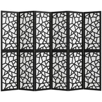 HOMCOM 6 Panel Geometric Pattern Freestanding Room Divider for Bedroom - Black-Features a modern geometric pattern, serving as both a functional and artistic piece 
