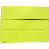 JAM Paper Thick Portfolio File Carrying Case with Elastic Band - 10 x 1 1/4 x 13 1/4 - Lime Green-Lime Green Portfolio Carrying Case