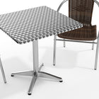 Flash Furniture 27.5" Square Aluminum Indoor-Outdoor Table Set with 2 Dark Brown Rattan Chairs-Smooth Stainless Steel Table Top
