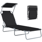 Outsunny Outdoor Lounge Chair - Adjustable Folding Chaise Lounge - Black-Suitable for outdoor park, garden, patio, poolside, conservatory, beach and more