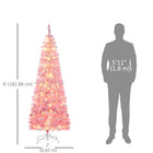 HOMCOM 6' Pre-Lit Snow-Flocked Artificial Pencil Christmas Tree with Auto Open - Pink-Warm white LED lights consumes little energy 