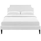 Modway Laura Vinyl Queen Platform Bed with Squared Tapered Legs - White-Center Rail with Support Two Legs
