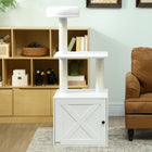 PawHut Cat Tree Litter Box Enclosure with Tower Scratching Posts-Comfortable top bed offers cats a lookout perch 