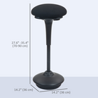 HOMCOM Standing Backless Wobble Stool Chair with Rocking Motion - Black-Nylon base and anti-slip pads ensure stability and safety