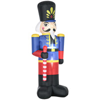 HOMCOM 8' Lit Inflatable Nutcracker Soldier with Scepter Christmas Yard Decoration-8ft tall inflatable Christmas walnut soldier wearing a tall hat and military uniform with a wand in his hand 