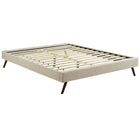 Modway Loryn Fabric Queen Bed Frame with Round Splayed Legs - Beige-Solid Wood Frame