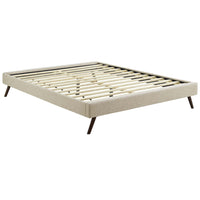 Modway Loryn Fabric Queen Bed Frame with Round Splayed Legs - Beige-Solid Wood Frame