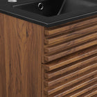Modway Render 18" Bathroom Vanity - Walnut/Black-Adjustable Storage Shelf