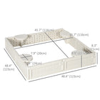 Outsunny Outdoor Kids Square Sandbox with Canopy and Bottom Fabric Liner - 48.4" x 48.4" - Cream White-Made of sturdy HDPE, it will not crack and fade after long term use 