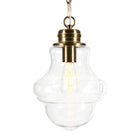 Hudson&Canal Annie 9.13" Wide Pendant with Glass Shade - Brass/Clear-Rated for one 60W incandescent bulb - 9W LED bulb, 13W fluorescent (CFL) bulb, or 9W self-ballasted LED bulb, E26-base bulb, Bulb not included