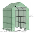 Outsunny 56" x 54" x 74" Walk-in Greenhouse with 8 Shelves and PE Cover Green- Solid steel frame for a sturdy structure which stands steadily upright
 
