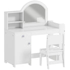 Qaba Kids Vanity Set with Lighted Mirror - White-Features a dual-colour LED mirror, offering a star-like makeup experience

