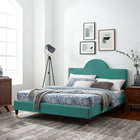 Modway Aurora Performance Velvet Full Bed - Teal-Wood Slat Support System