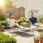 Outsunny Outdoor Lounge Chair - Adjustable Folding Chaise Lounge - Light Grey-With 4-level adjusted lounge position for maximum comfort